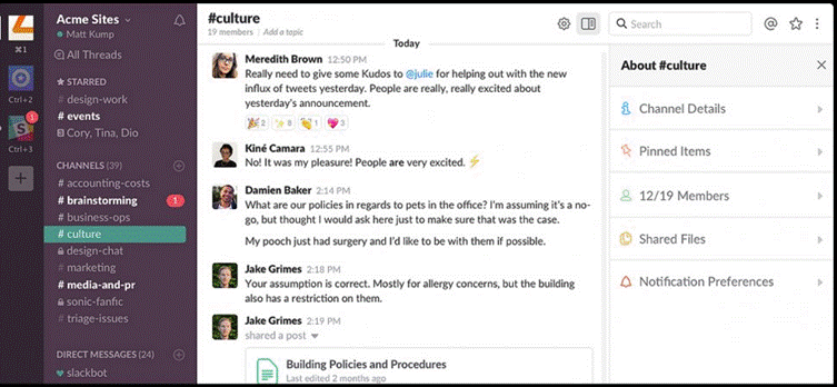 Alternative to Google Chat and Hangouts for Team Collaboration Slack