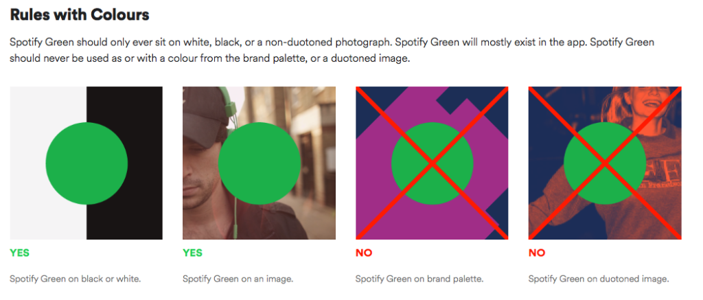 Spotify Marke Farbe Regeln